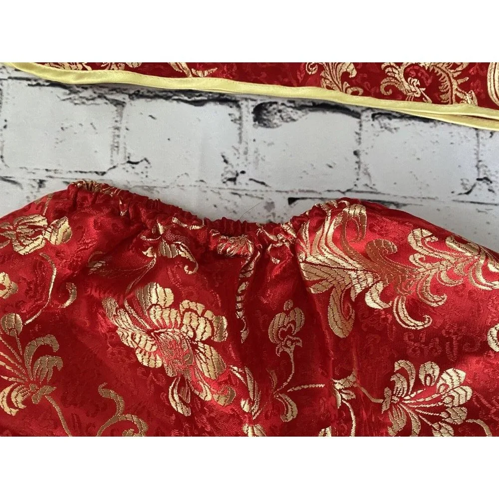 Chinese New Year Baby Boy Girl Shirt Pants Set Red Satin Outfit Size M Kids NWOT